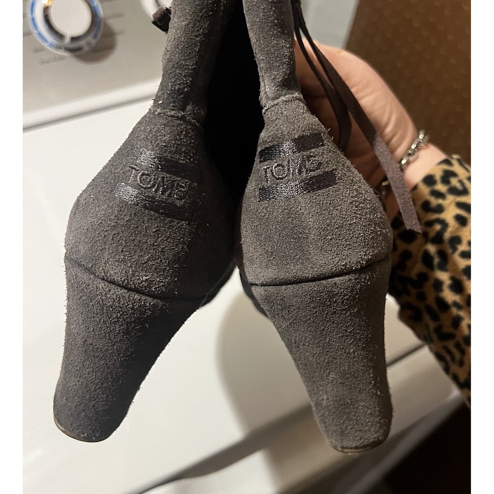 Toms Women's Kallie Gray Suede Wedge‎ Ankle Boots Size 10 - Picture 4 of 7